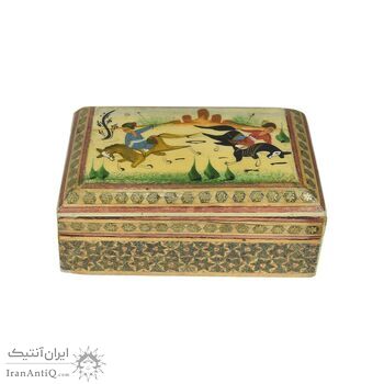 جعبه خاتم کاری طرح بازی چوگان - 051347