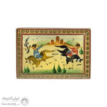 جعبه خاتم کاری طرح بازی چوگان - 051347