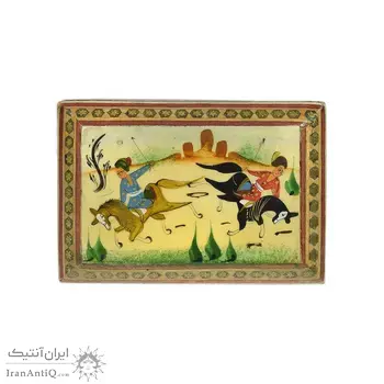 جعبه خاتم کاری طرح بازی چوگان - 051347