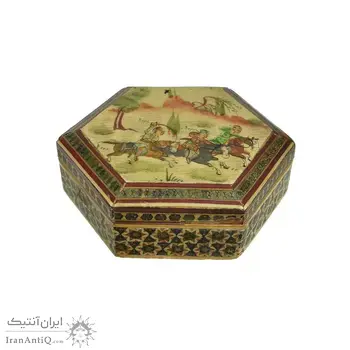 جعبه خاتم کاری طرح شکارگاهی - 051348