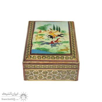 جعبه خاتم کاری طرح شکارگاهی - 051350 جعبه خاتم کاری طرح شکارگاهی - 051350