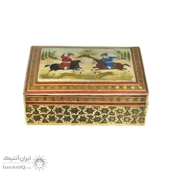 جعبه خاتم کاری طرح شکارگاهی - 051351