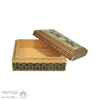 جعبه خاتم کاری طرح شکارگاهی - 051351