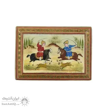 جعبه خاتم کاری طرح شکارگاهی - 051351