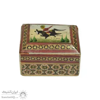 جعبه خاتم کاری طرح بازی چوگان - 051352