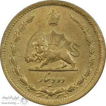 سکه 10 دینار 1320 برنز - MS61 - رضا شاه سکه 10 دینار 1320 برنز - MS61 - رضا شاه