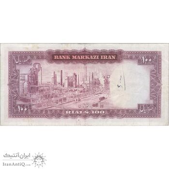 اسکناس 100 ریال (آموزگار - سمیعی) نوشته قرمز - تک - VF30 - محمد رضا شاه
