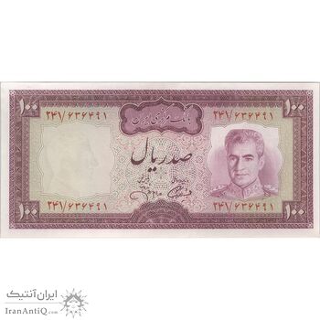 اسکناس 100 ریال (آموزگار - جهانشاهی) - تک - UNC61 - محمد رضا شاه
