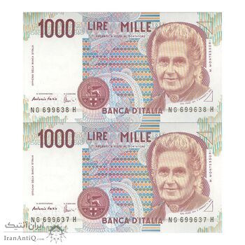 اسکناس 1000 لیر 1990 (مونته‌سوری) جمهوری - جفت - UNC63 - ایتالیا