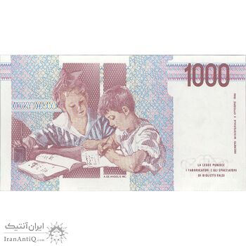 اسکناس 1000 لیر 1990 (مونته‌سوری) جمهوری - تک - UNC63 - ایتالیا