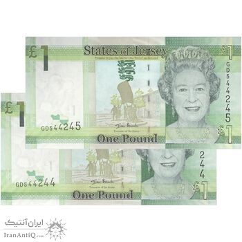 اسکناس یک پوند بدون تاریخ (2010-2018) الیزابت دوم - لان بلک - جفت - UNC63 - جرزی