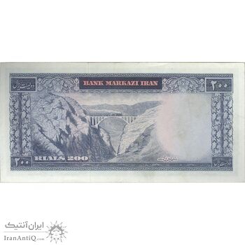 اسکناس 200 ریال (بهنیا - سمیعی) پرفیکس 1 - تک - AU55 - محمد رضا شاه
