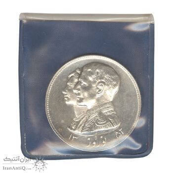 مدال نقره نوروز 1352 چوگان (با کاور فابریک) - UNC - محمد رضا شاه