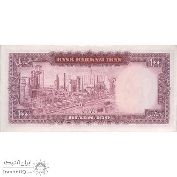 اسکناس 100 ریال (آموزگار - جهانشاهی) - تک - UNC62 - محمد رضا شاه