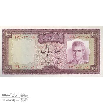 اسکناس 100 ریال (آموزگار - جهانشاهی) - تک - EF45 - محمد رضا شاه