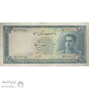 اسکناس 200 ریال سری سوم - تک - VF25 - محمد رضا شاه اسکناس 200 ریال سری سوم - تک - VF25 - محمد رضا شاه