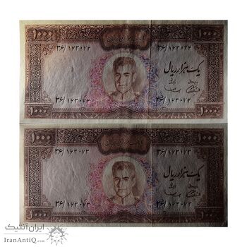 اسکناس 1000 ریال (آموزگار - سمیعی) نوشته سیاه - جفت - AU58 - محمد رضا شاه اسکناس 1000 ریال (آموزگار - سمیعی) نوشته سیاه - جفت - AU58 - محمد رضا شاه