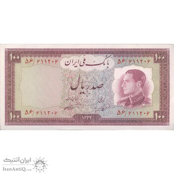 اسکناس 100 ریال 1333 - تک - UNC60 - محمد رضا شاه