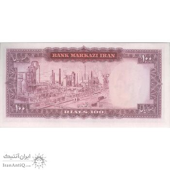 اسکناس 100 ریال (آموزگار - سمیعی) نوشته قرمز - تک - UNC62 - محمد رضا شاه