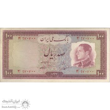 اسکناس 100 ریال 1333 - تک - VF30 - محمد رضا شاه