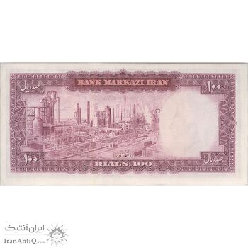 اسکناس 100 ریال (آموزگار - جهانشاهی) - تک - UNC62 - محمد رضا شاه