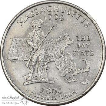 سکه کوارتر دلار 2000P ایالتی (ماساچوست) - AU - آمریکا