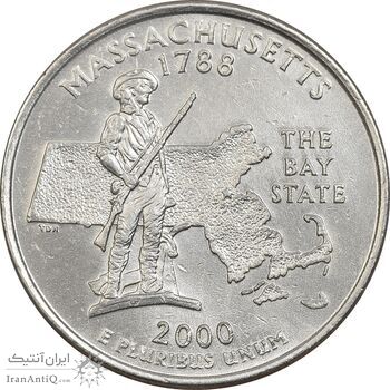 سکه کوارتر دلار 2000D ایالتی (ماساچوست) - AU - آمریکا