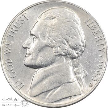 سکه 5 سنت 1990D جفرسون - EF45 - آمریکا