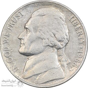 سکه 5 سنت 1988D جفرسون - EF45 - آمریکا