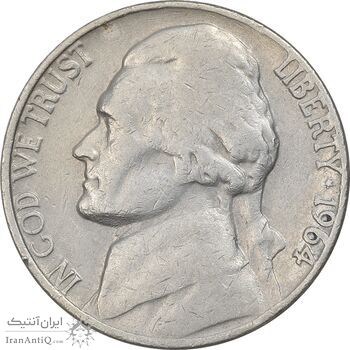 سکه 5 سنت 1964 جفرسون - VF35 - آمریکا