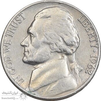 سکه نیکل 5 سنت 1962D جفرسون - EF40 - آمریکا