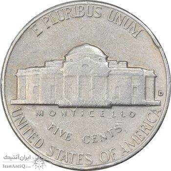 سکه نیکل 5 سنت 1962D جفرسون - EF40 - آمریکا