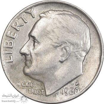 سکه 1 دایم 1980P روزولت - EF40 - آمریکا سکه 1 دایم 1980P روزولت - EF40 - آمریکا
