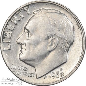 سکه 1 دایم 1969D روزولت - EF40 - آمریکا سکه 1 دایم 1969D روزولت - EF40 - آمریکا
