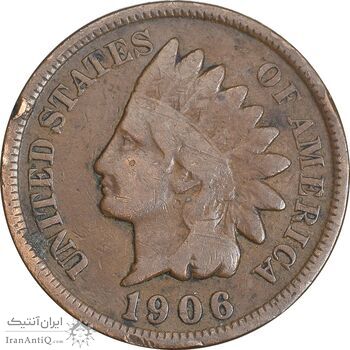 سکه 1 سنت 1906 سرخپوستی - EF40 - آمریکا