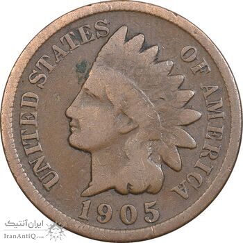 سکه 1 سنت 1905 سرخپوستی - VF35 - آمریکا