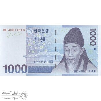 اسکناس 1000 وون بدون تاریخ (2007) جمهوری - تک - UNC64 - کره جنوبی