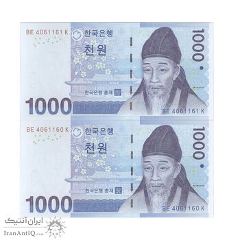 اسکناس 1000 وون بدون تاریخ (2007) جمهوری - جفت - UNC64 - کره جنوبی