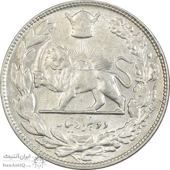 سکه 2000 دینار 1306 تصویری - ضرب تهران - MS63 - رضا شاه