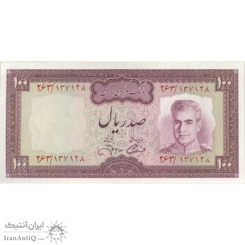 اسکناس 100 ریال (آموزگار - جهانشاهی) - تک - UNC61 - محمد رضا شاه