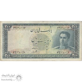 اسکناس 200 ریال سری سوم - تک - VF30 - محمد رضا شاه اسکناس 200 ریال سری سوم - تک - VF30 - محمد رضا شاه
