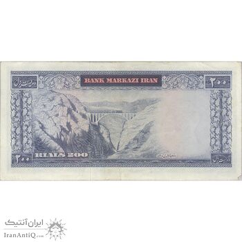 اسکناس 200 ریال (آموزگار - جهانشاهی) - تک - EF45 - محمد رضا شاه