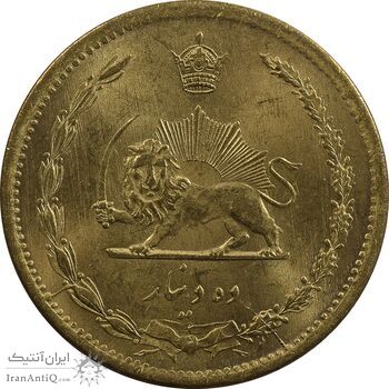 سکه 10 دینار 1321 برنز - MS62 - محمد رضا شاه