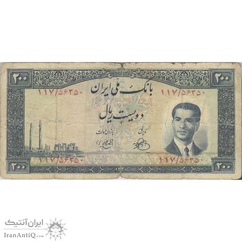 اسکناس 200 ریال 1330 - تک - F - محمد رضا شاه