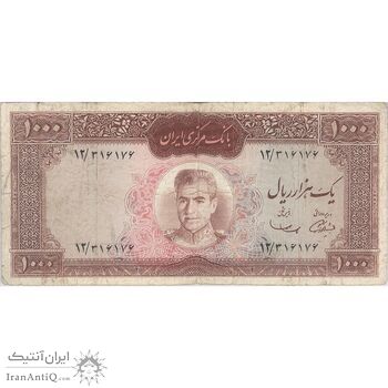 اسکناس 1000 ریال (آموزگار - سمیعی) نوشته قرمز - VF25 - محمد رضا شاه اسکناس 1000 ریال (آموزگار - سمیعی) نوشته قرمز - VF25 - محمد رضا شاه