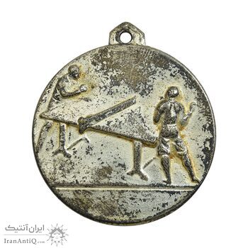مدال آویز ورزشی نقره ای پینگ پنگ - وزارت آموزش و پرورش - EF - محمد رضا شاه