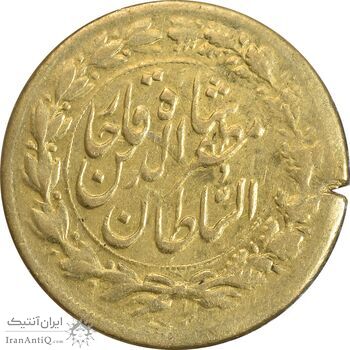 سکه طلا 5000 دینار خطی - صاحب الزمان - نوشته بزرگ - AU50 - مظفرالدین شاه