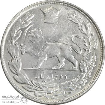سکه 2000 دینار 1308 تصویری - چرخش 45 درجه - MS62 - رضا شاه