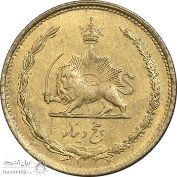 سکه 5 دینار 1316 برنز - MS61 - رضا شاه سکه 5 دینار 1316 برنز - MS61 - رضا شاه