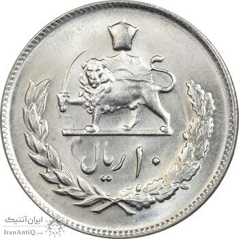 سکه 10 ریال 2537 - MS63 - محمد رضا شاه